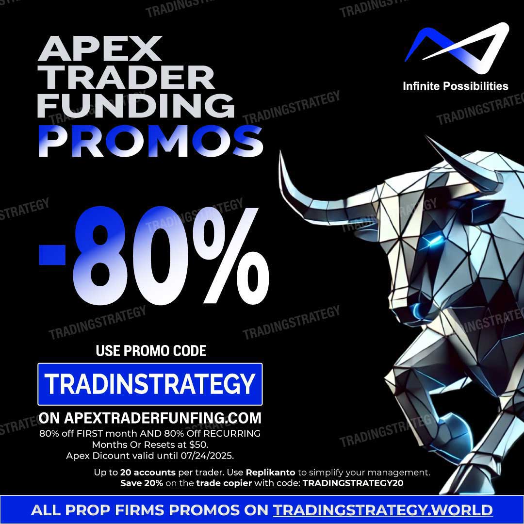 Apex Trader New Sale: 80% Off on All Accounts – Apex Trader Funding July Lifetime Discount – Use Code: TRADINGSTRATEGY