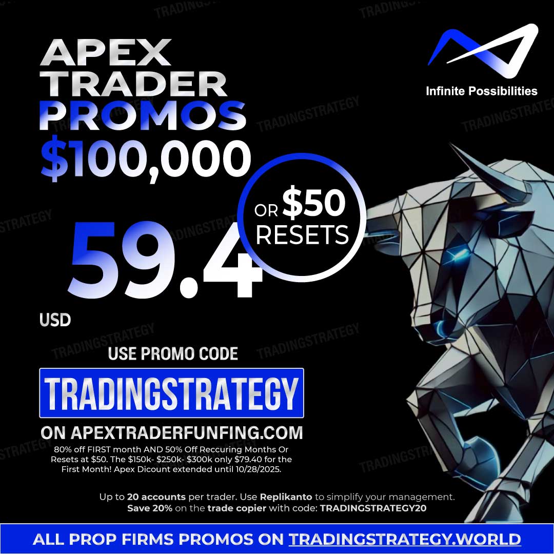 Code promo Apex Trader 100K – Offre -80% puis -50% en octobre 2025