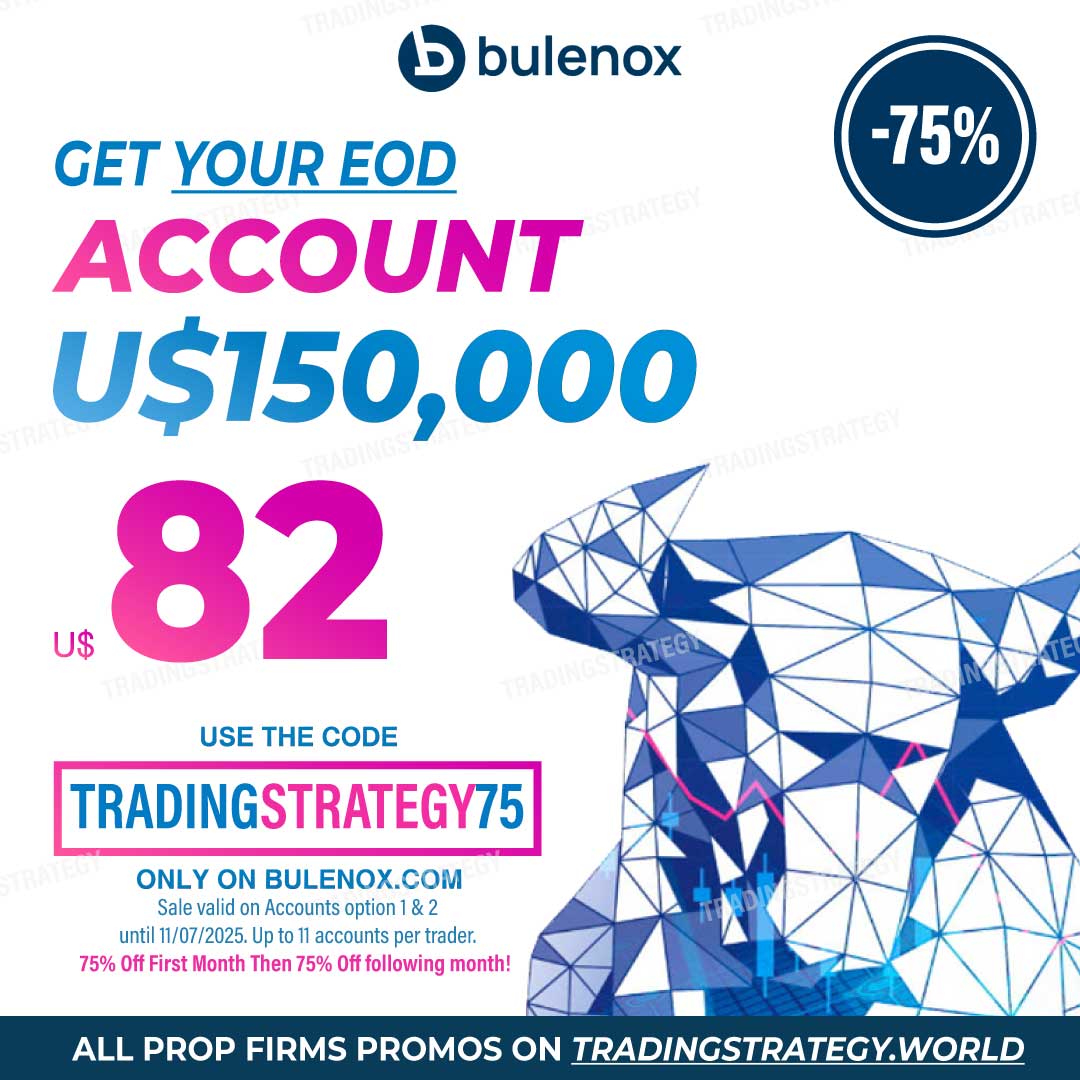 Promoción Especial Bulenox 150K – -75 % – Código TRADINGSTRATEGY75 – octubre de 2025 Descuento Bulenox 150K – Oferta -75 % – octubre de 2025