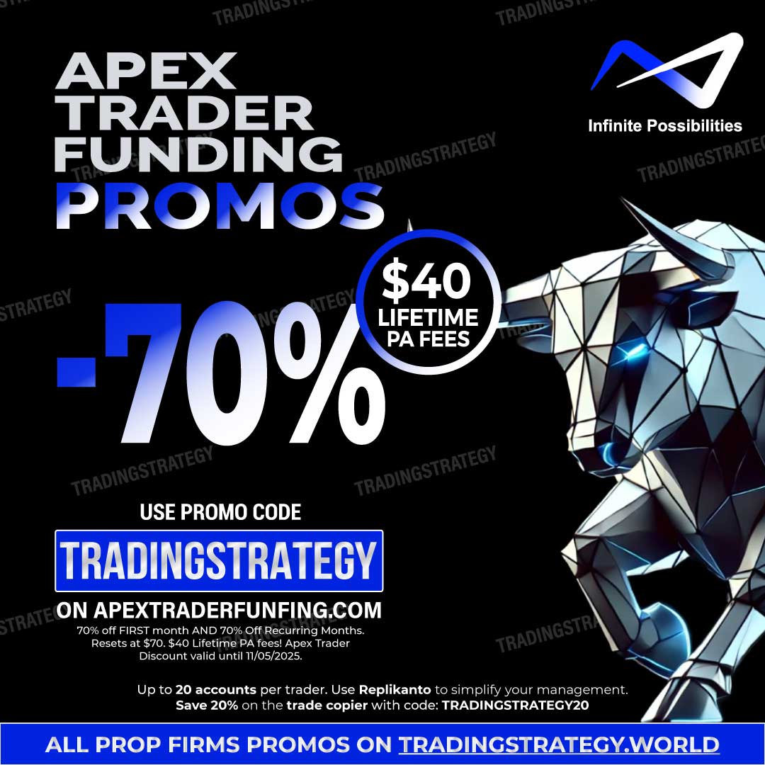Promoción Apex Trader Funding – -70 % y activación del PA a 40 $ con el código TRADINGSTRATEGY – noviembre de 2025 Descuento Apex -70 % y activación del PA a 40 $ – Oferta de noviembre de 2025