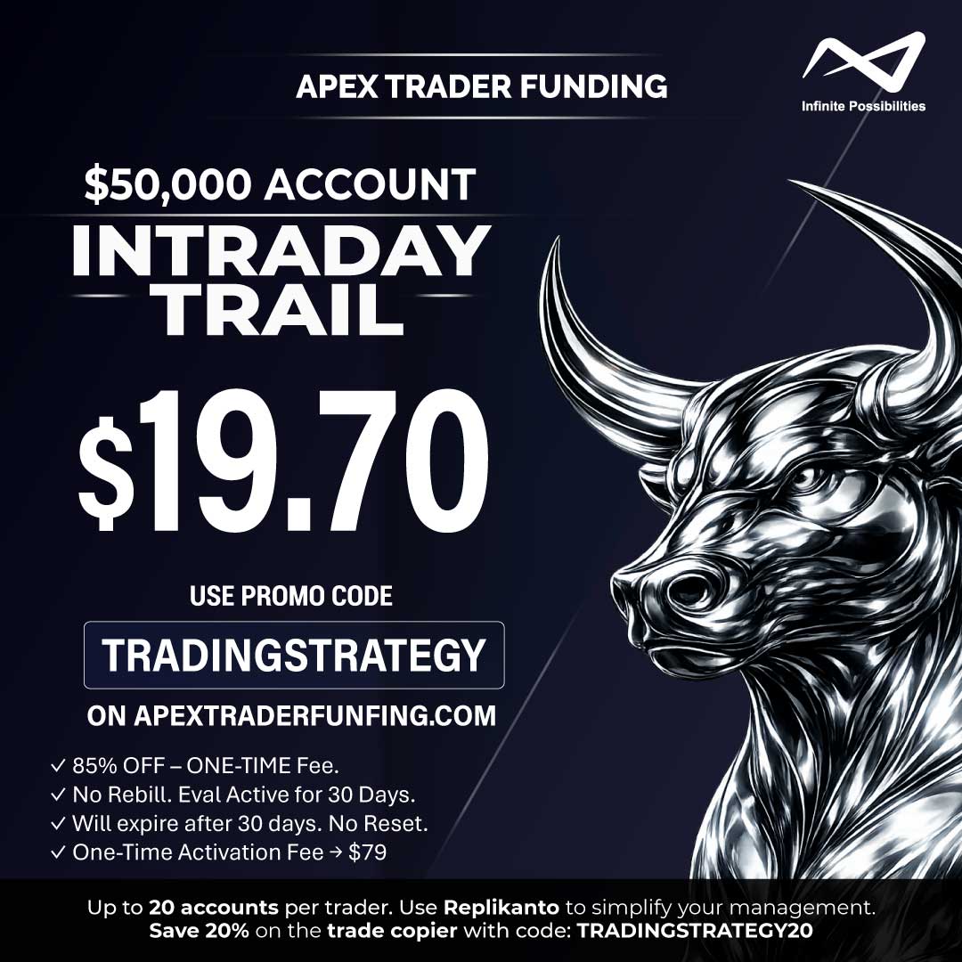 Promo Apex Trader 50K – Type Intraday – Code TRADINGSTRATEGY – Mars 2026 Promo Apex Trader 50K – Type Intraday – Mars 2026 – Code TRADINGSTRATEGY