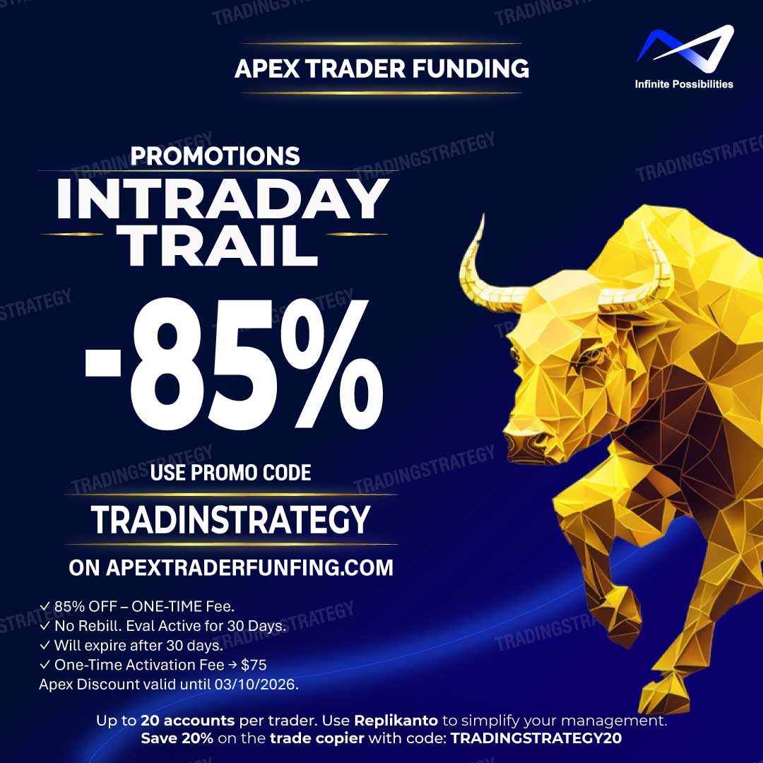 Apex discount 85% Off – Eval Active for 30 Days – Intraday Trail – March 2026 – Code TRADINGSTRATEGY